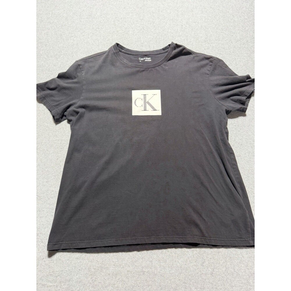 Calvin Klein Black With White Logo Tee Size Large 100% Cotton Y2K 00s